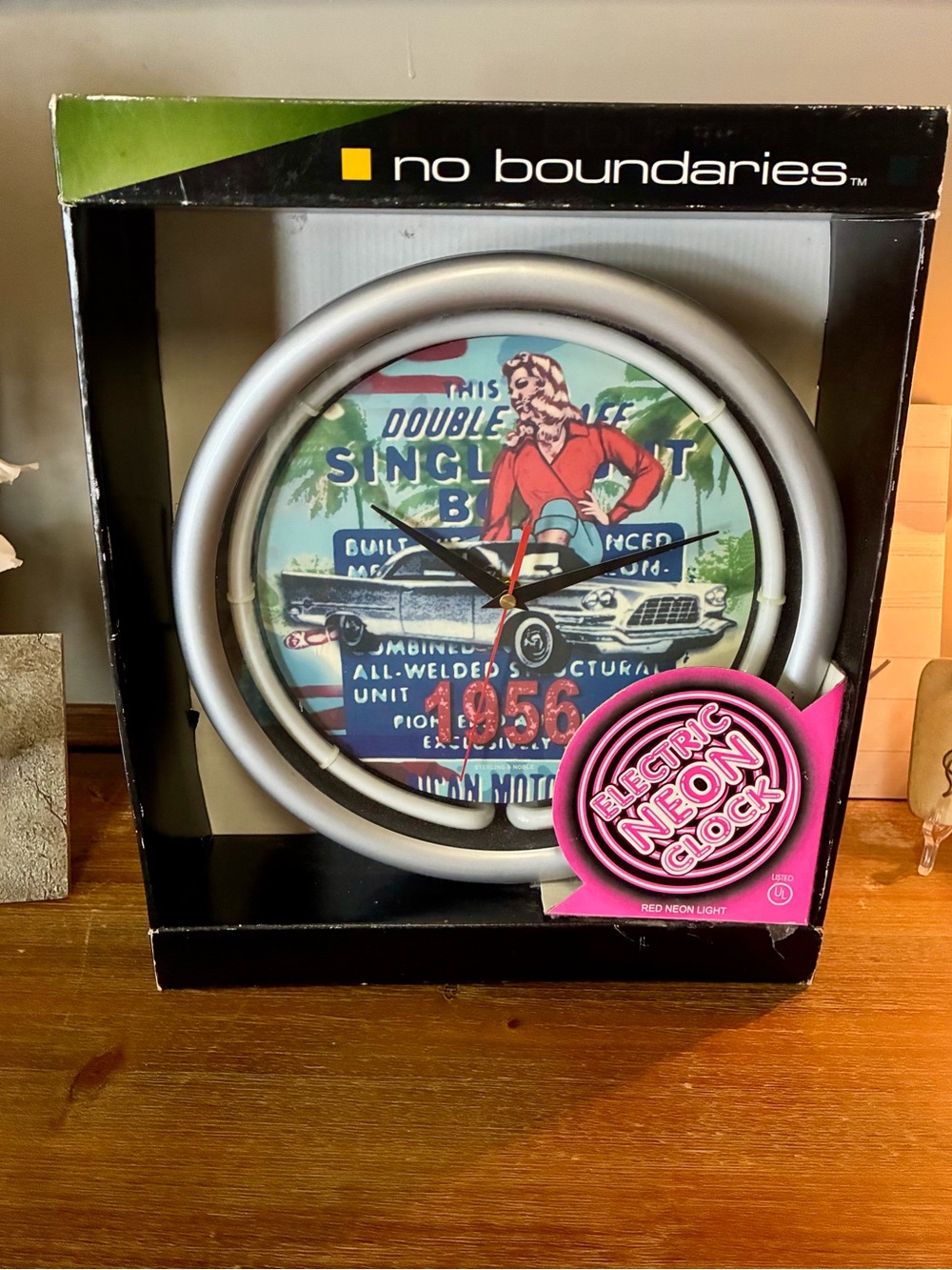 Silver Retro Neon Wall Clock